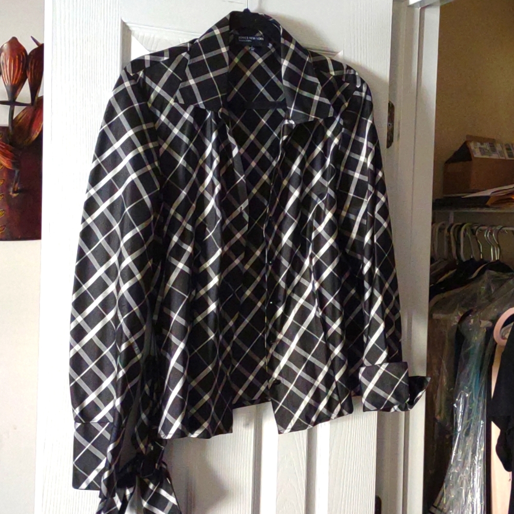 Plaid French Cuff Sleeves~ Black & White